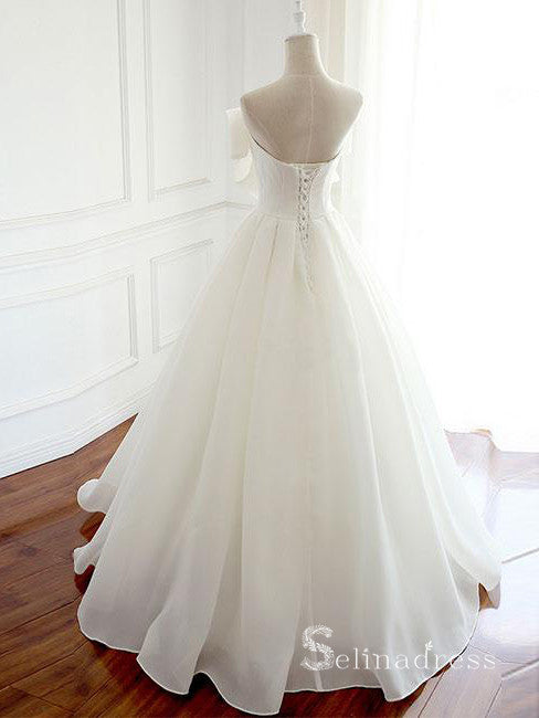 Chic A-line Sweetheart White Wedding Dresses With Big Bow Satin Bridal –  selinadress