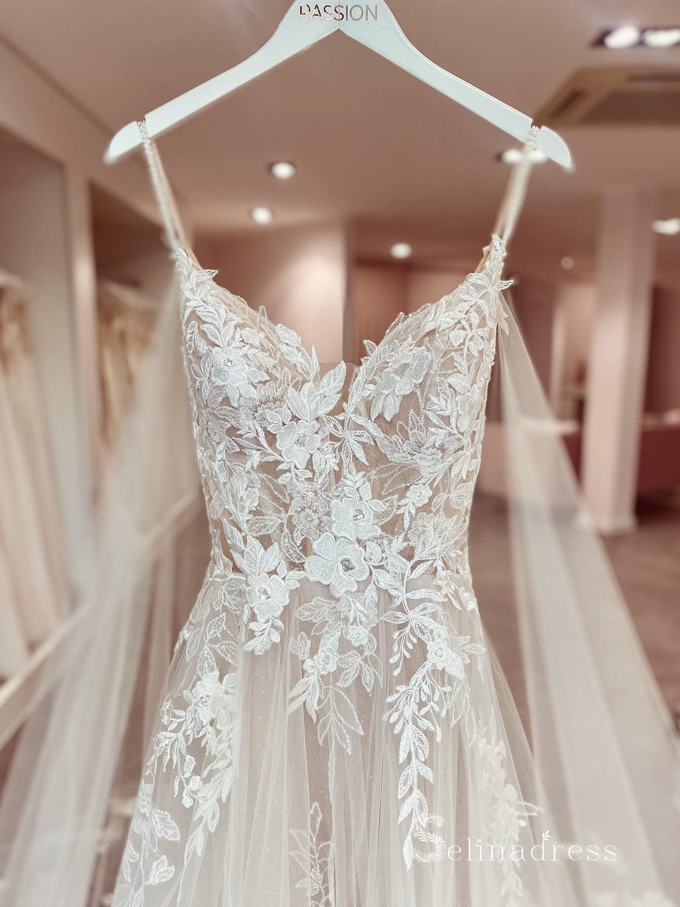 Embroidered lace wedding orders dress