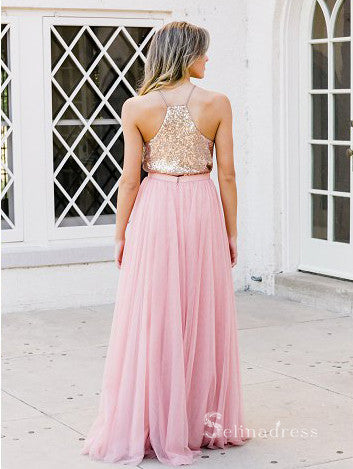 Sequin Blush Pink Bridesmaid Dresses