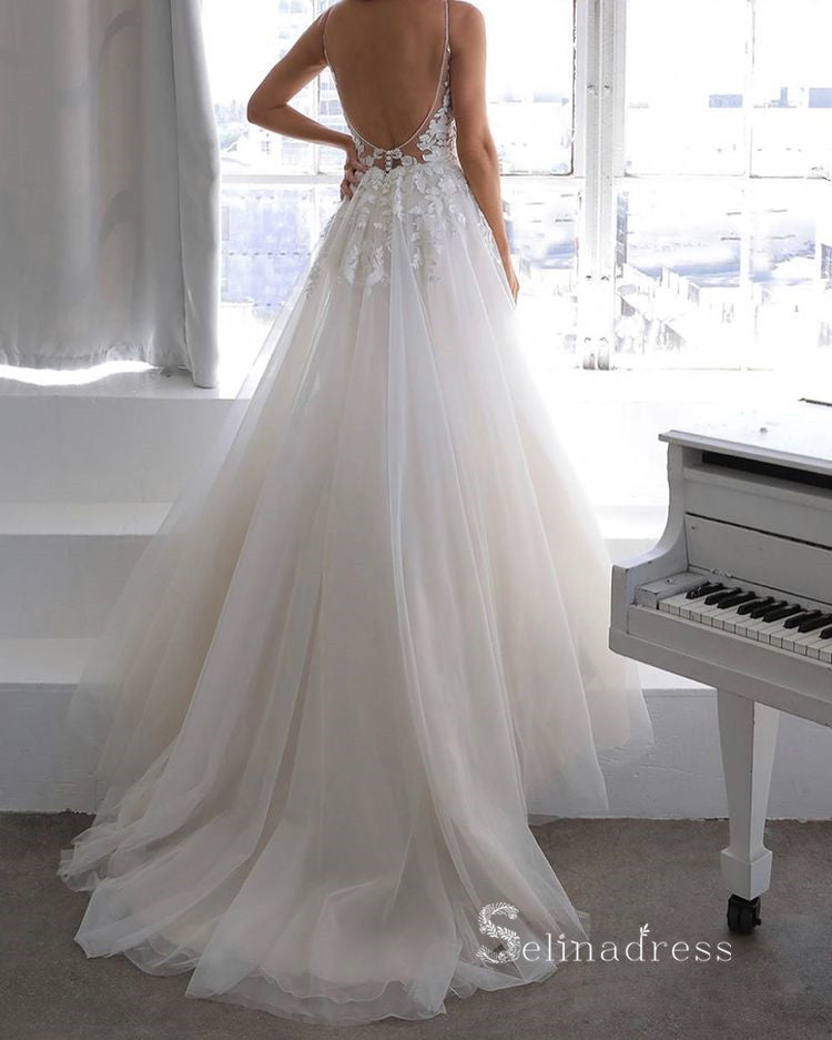 Spaghetti Strap Tulle Wedding Dress