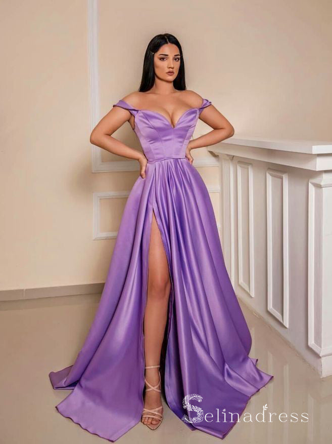 Silk Purple Prom Dresses