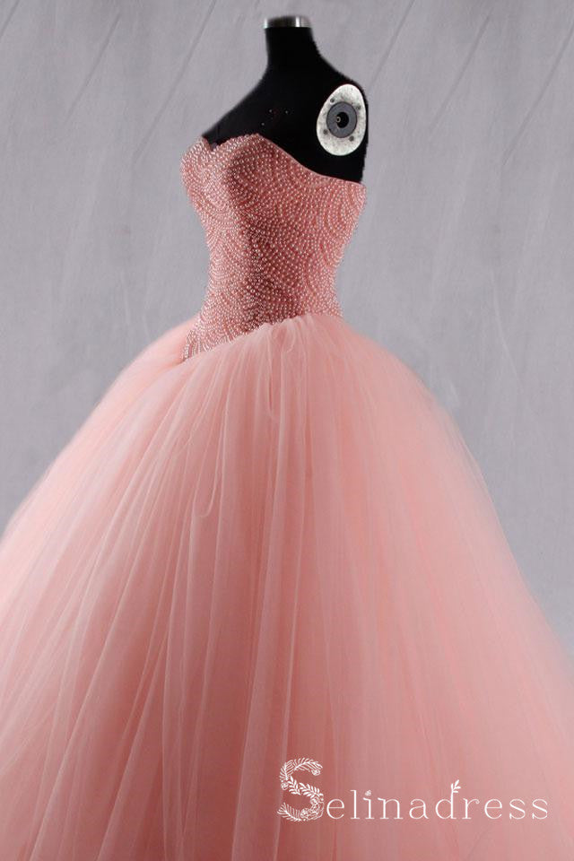 pink puffy quinceanera dresses