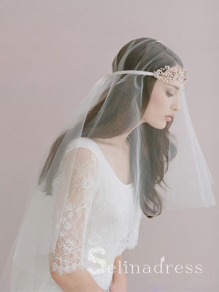 Pearl blusher veil  Drop veil, Bride headpiece, Wedding dress