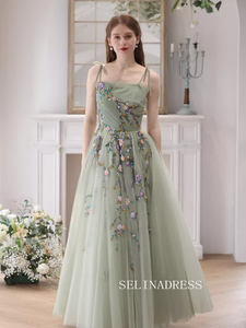 A-line Spaghetti Straps Mint Green Prom Dress Beautiful Princess Dresses TKL2205|Selinadress