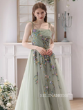 A-line Spaghetti Straps Mint Green Prom Dress Beautiful Princess Dresses TKL2205|Selinadress