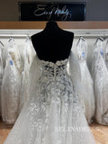 A-line Sweetheart 3D Lace Wedding Dress Rustic White Bridal Gowns TKL3046|Selinadress