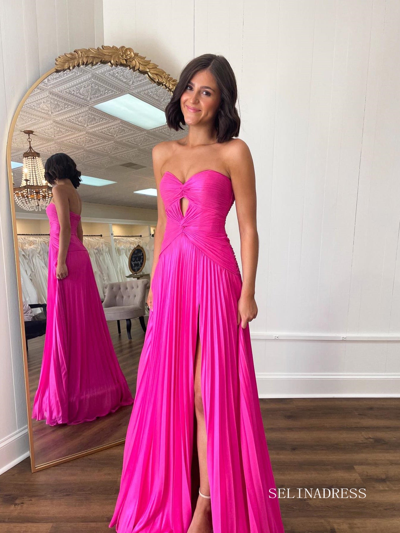 A-line Sweetheart Fuchsia Long Prom Dress Cheap Long Evening Dress LPK177|Selinadress