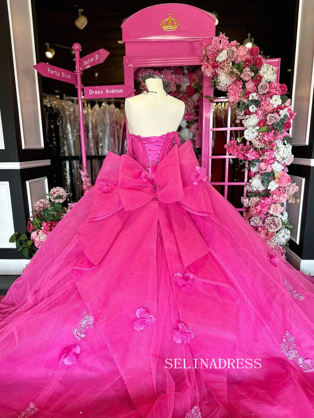 A-line Sweetheart Pink Custom Quinceañera Dress Long Princess Dresses SEW1123|Selinadress