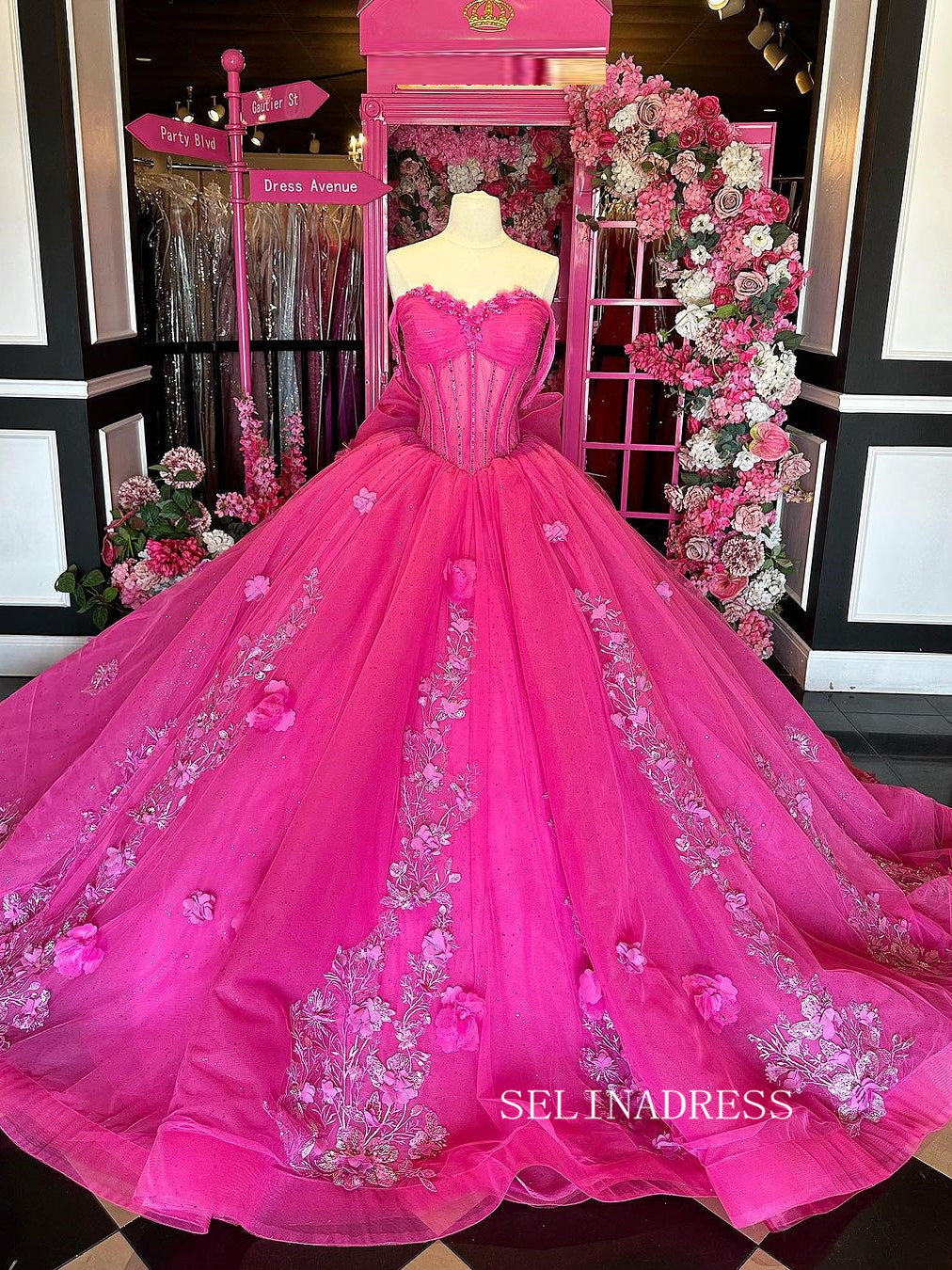 A-line Sweetheart Pink Custom Quinceañera Dress Long Princess Dresses SEW1123|Selinadress