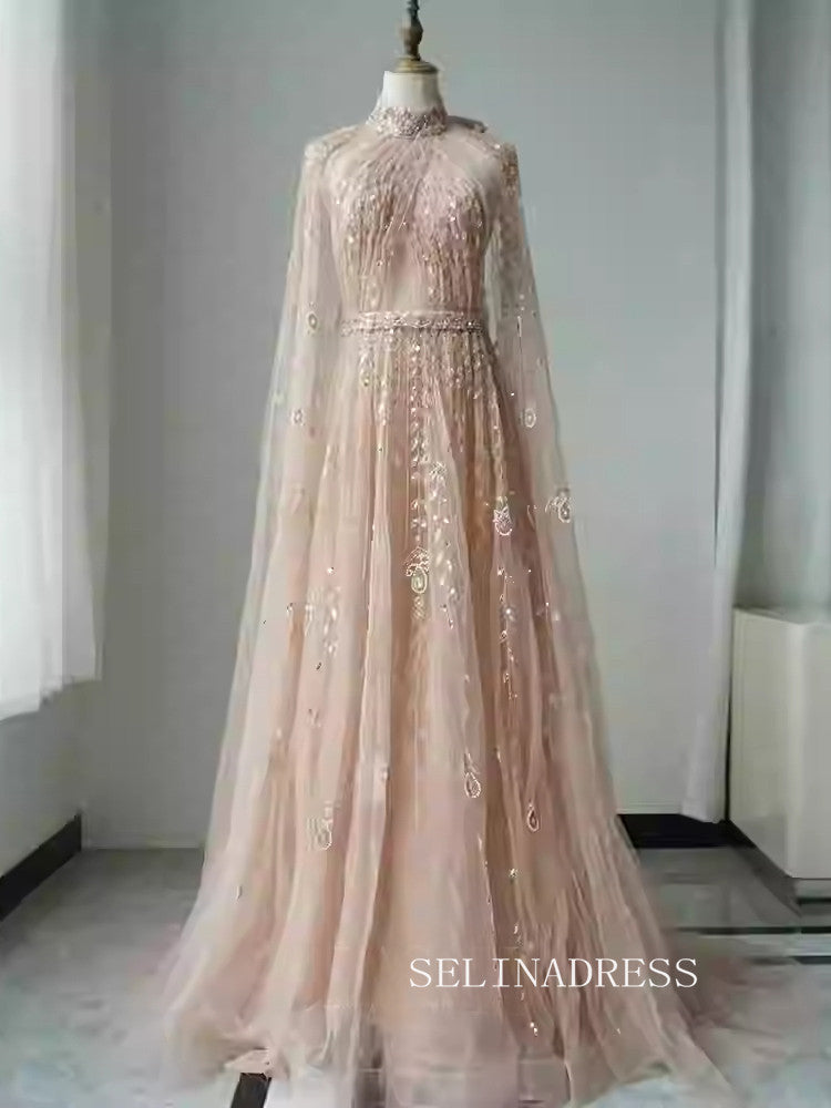 Luxury  Dubai Evening Dresses Long Sleeves Beaded Wedding Party Gowns For Women ALI003|Selinadress