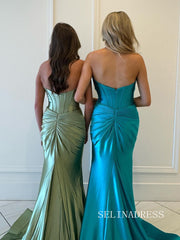 Charming Mermaid Sweetheart Satin Long Prom Dress with Slit lpk528|Selinadress