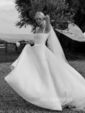 Chic A-line Satin Wedding Dresses Rustic Cheap Bridal Gowns EWR152|Selinadress