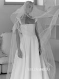 Chic A-line Satin Wedding Dresses Rustic Cheap Bridal Gowns EWR152|Selinadress