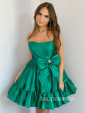 Green Steapless Homecoming Dress With Bowknot Short Prom Dress EWR521|Selinadress