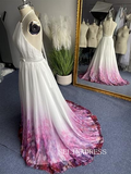 A-line V neck Beautiful Flower Long Prrom Dresses Gorgeous Evening Dresses JKW204|Selinadress