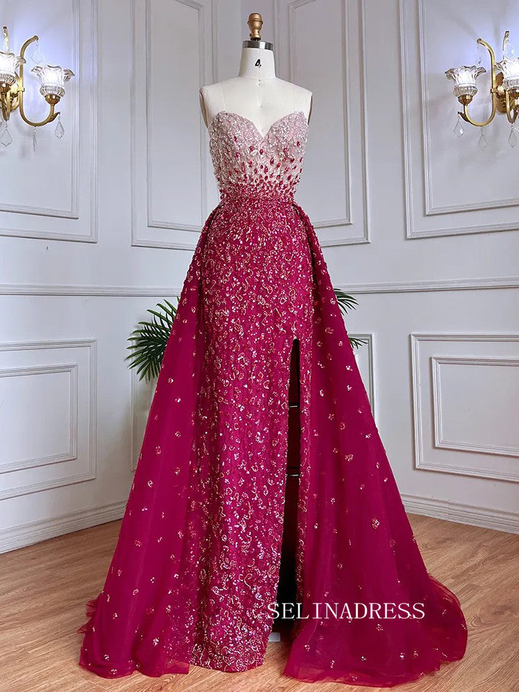 Luxury Sweetheart Beaded Prom Dress Overskirt High Quality Evening Gowns LA71796|Selinadress