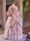 Vintage Pink Long Sleeve Prom Dress Beautiful Evening Dress Princess Dresses TKL3061|Selinadress