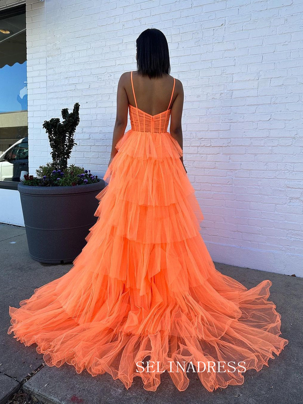 A-line Ball Gown Straps Ruffles Long Prom Dress Evening Gowns lpk912-K|Selinadress