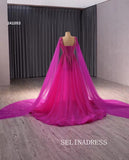 A-line Fuchsia Beaded Prom Dress Luxury Evening Gown Wedding Dress 241093|Selinadress