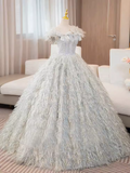 A-line Light Sky Blue Elegant Long Prom Dress Princess Quinceanera TKL2164|Selinadress