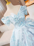 A-line Off-the-shoulder Light Sky Blue Long Prom Dress Beautiful Tulle Princess Dresses TKL2163|Selinadress