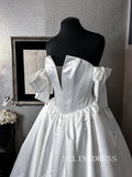 A-line Off-the-shoulder White Wedding Dress Rustic Cheap Bridal Gowns TKL3049