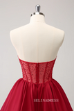 A-line Red Sweetheart Homecoming Dresses Beaded Hoco Dress Cocktail Dress #TKL2353|Selinadress