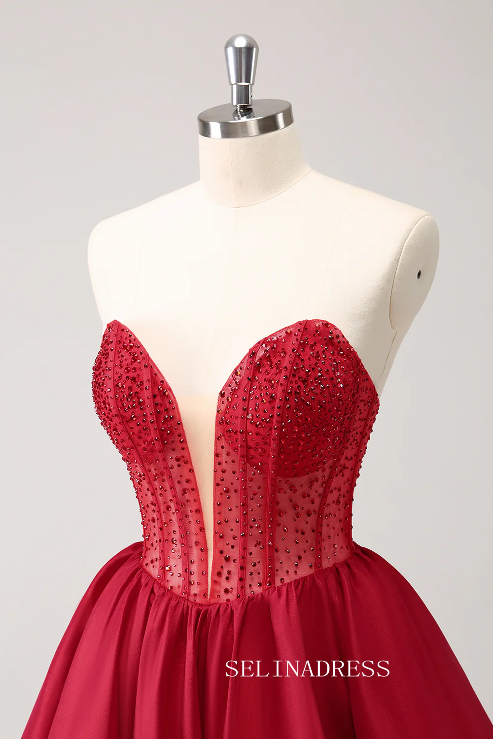 A-line Red Sweetheart Homecoming Dresses Beaded Hoco Dress Cocktail Dress #TKL2353|Selinadress