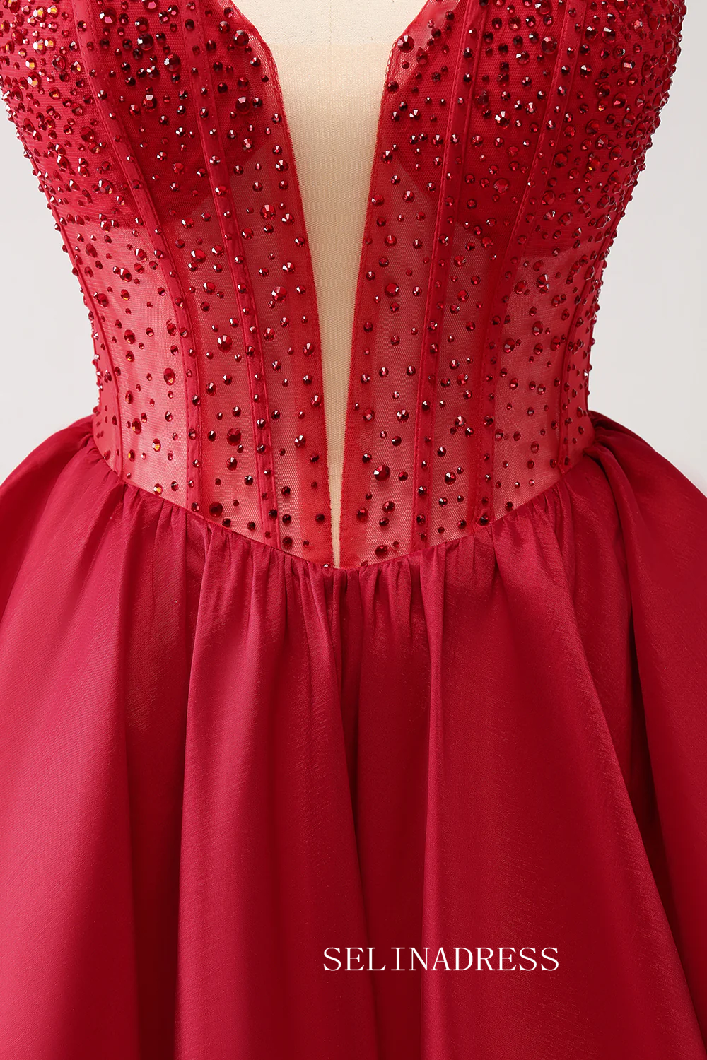 A-line Red Sweetheart Homecoming Dresses Beaded Hoco Dress Cocktail Dress #TKL2353|Selinadress