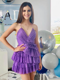 A-line Spaghetti Straps Lavender Short Homecoming Dress #EWR704|Selinadress