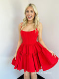 A-line Spaghetti Straps Red Short Homecoming Dress #EWR702|Selinadress