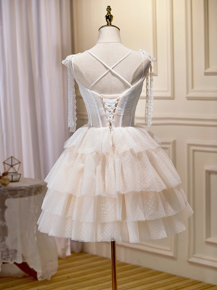 A-line Spaghetti Straps Sweetheart White Short Prom Dress Juniors Cute Homecoming Dresses KTS003|Selinadress