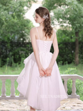 A-line Spaghetti Straps White High Low Prom Dress Cute Princess Dresses TKL2207|Selinadress