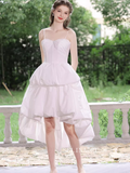 A-line Spaghetti Straps White High Low Prom Dress Cute Princess Dresses TKL2207|Selinadress