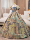 A-line Square Puff Sleeve Long Prom Dress Beautiful Princess Dresses TKL2200|Selinadress