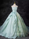 A-line Strapless Blue Prom Dress Beautiful Princess Dresses TKL2204