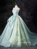 A-line Strapless Blue Prom Dress Beautiful Princess Dresses TKL2204