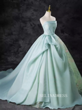 A-line Strapless Blue Prom Dress Beautiful Princess Dresses TKL2204