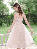 A-line Straps Lace Prom Dress Beautiful Tea Length Princess Dresses TKL2211|Selinadress