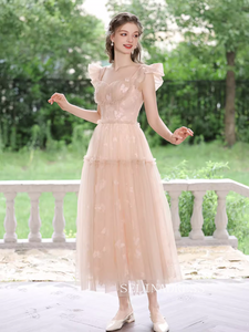 A-line Straps Tea Length Prom Dress Beautiful Butterfly Princess Dresses TKL2212|Selinadress