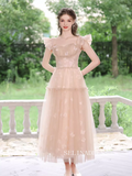 A-line Straps Tea Length Prom Dress Beautiful Butterfly Princess Dresses TKL2212|Selinadress