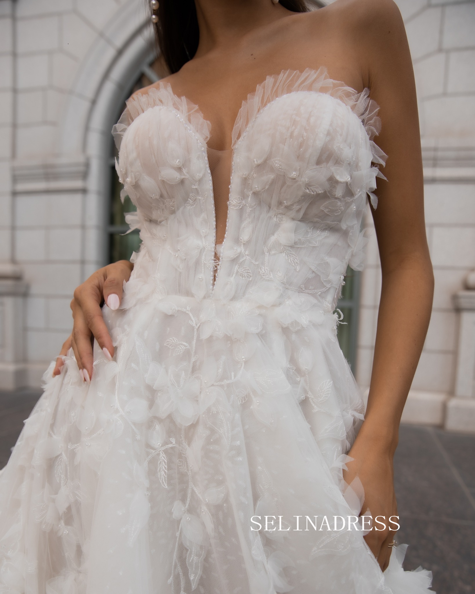 A-line Sweetheart Applique Wedding Dresses Rustic Wedding Gowns kop135|Selinadress