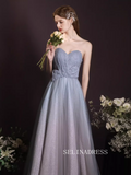 A-line Sweetheart Gray Long Prom Dress Beautiful Princess Dresses TKL2215|Selinadress