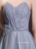 A-line Sweetheart Gray Long Prom Dress Beautiful Princess Dresses TKL2215|Selinadress