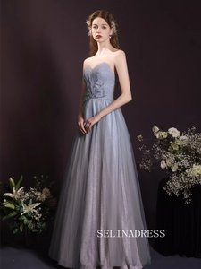 A-line Sweetheart Gray Long Prom Dress Beautiful Princess Dresses TKL2215|Selinadress