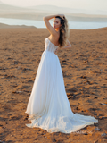 A-line Sweetheart Lace Wedding Dresses Elegant Chiffon Bridal Gown SEW800|Selinadress