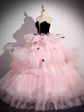 A-line Sweetheart Long Prom Dress Muti Layered Pink Tulle Princess Dresses TKL2158|Selinadress