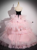 A-line Sweetheart Long Prom Dress Muti Layered Pink Tulle Princess Dresses TKL2158|Selinadress