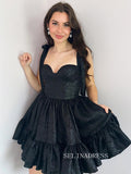 A-line Sweetheart Short Prom Dress Black Homecoming Dresses #TKL2311|Selinadress