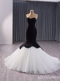 Black Satin Wedding Dresses With Removable Sleeves Pageant Dress 241035|Selinadress